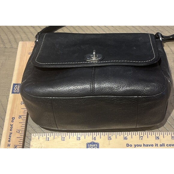 Coach Black Pebbled Leather Turnlock Flap Closure Crossbody Bag Purse 23663 - Picture 7 of 9